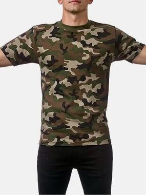 ALTERNATIVE Men's Camo Short Sleeve Tee Olive Green T-shirt
